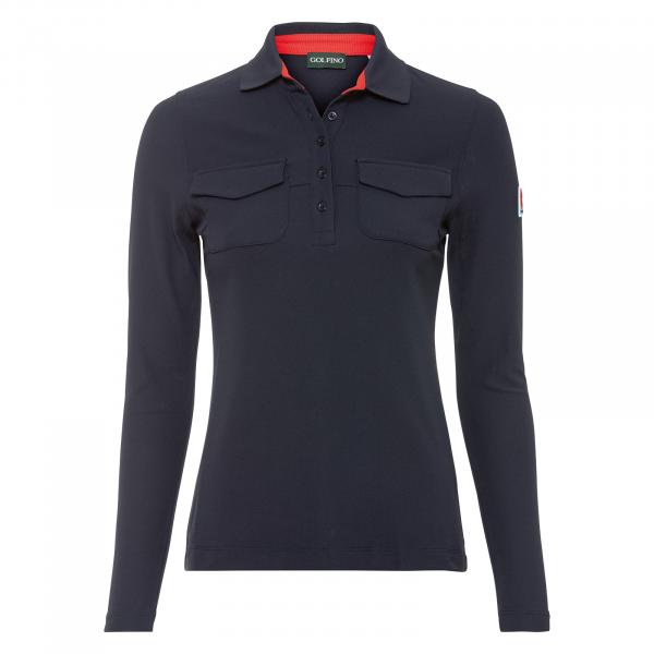 GOLFINO Ladies’ long-sleeved polo shirt with patch pockets and signature logo